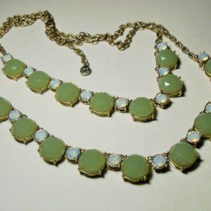 Loft Green rhinestone necklace, double strand, excellent condition, plastic